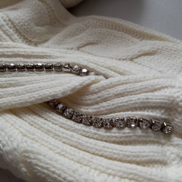 INC International Concepts Creme turtleneck Rhinestone sleeves sz L NWT - Picture 4 of 6